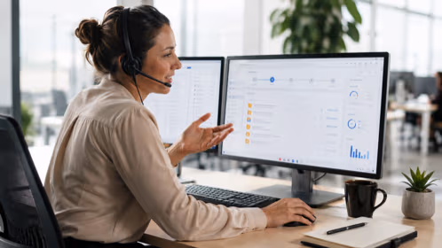 Conseillère LOCKimmo présentant le logiciel lors d'une démonstration