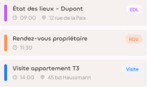 Agenda LOCKimmo : état des lieux, rendez-vous propriétaire et visite d'appartement