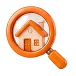Icône loupe et maison — vos annonces publiées automatiquement