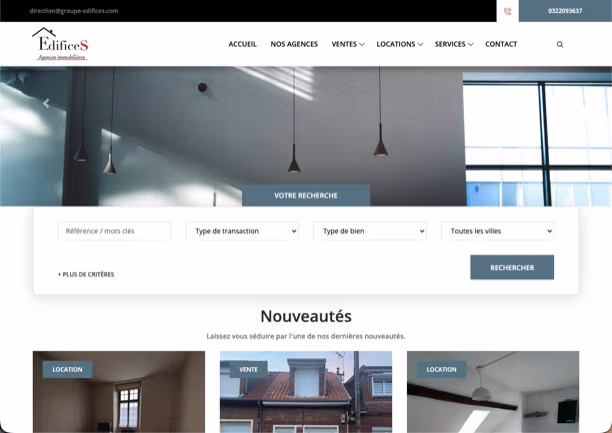 Capture du site web de l'agence Edifices