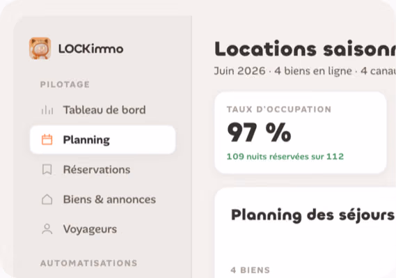 Planning des séjours et taux d’occupation d’un parc de locations saisonnières