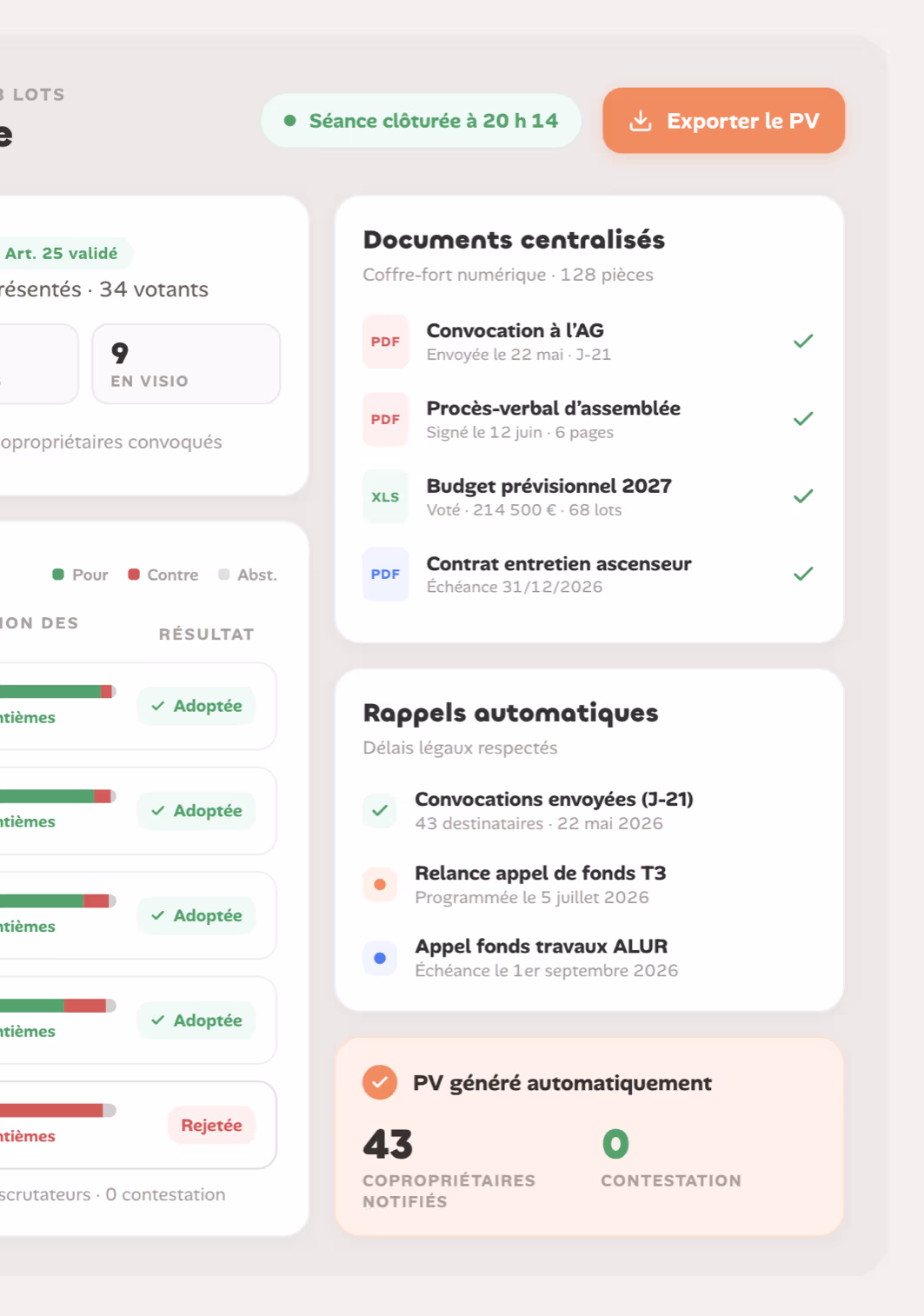 Assemblée générale ordinaire dans LOCKimmo : documents centralisés, rappels automatiques et procès-verbal généré automatiquement